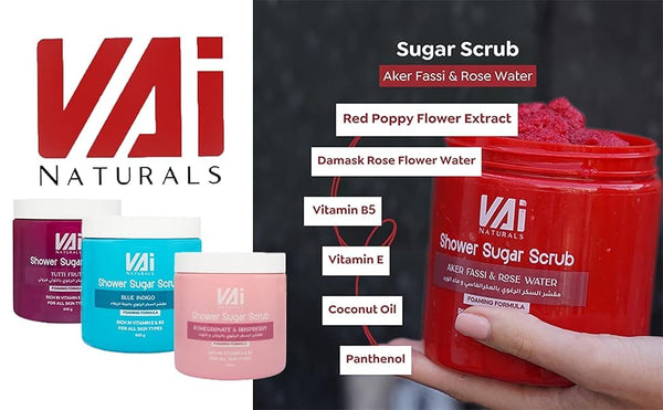 Vai Naturals Aker Fassi Skin Care Set – Foaming Sugar Scrub, Shea Butter Body Soap & Hydrating Body Butter