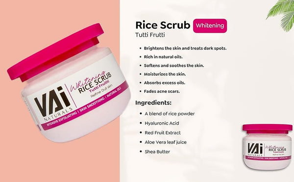 Vai Naturals Tutti Frutti Rice Scrub with Vitamin E – Exfoliating & Whitening Facial Scrub for Radiant Skin, 280ml