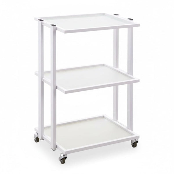 Globalstar 3-Tier Salon Trolley – White Metal Frame with Fixed Shelves for Efficient Salon and Spa Organization