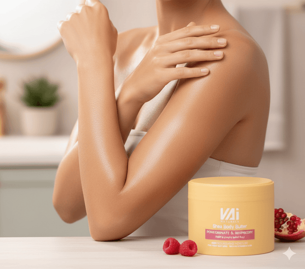 Vai Naturals Pomegranate & Raspberry Skin Care Set – Foaming Sugar Scrub 600g, Shea Butter Body Soap 500ml & Hydrating Body Butter 300ml