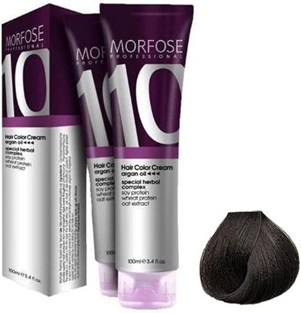 Morfose Hair Color Cream 5.35 Intense Chocolate Brown) Argan Oil Special Herbal Complex - Vibrant, Long-lasting Hair Color