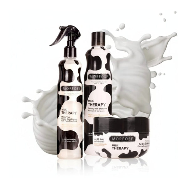 Morfose Milk Therapy Hair Care Kit – 500ml Shampoo, 250ml Mask & 400ml 2-Phase Conditioner for Soft, Shiny Hair