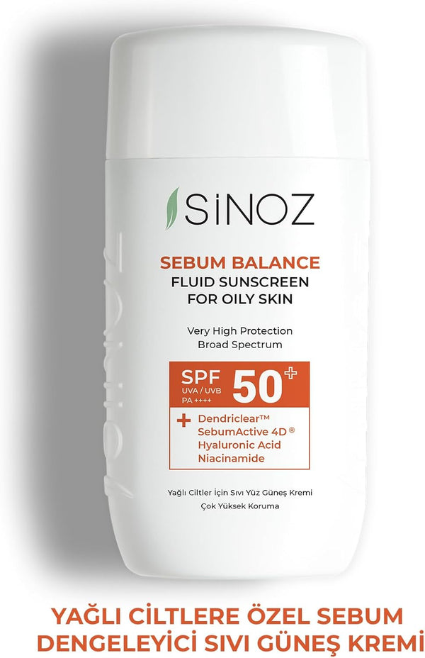 Sinoz Sebum Balance Fluid Sunscreen SPF 50+ PA++++ – Matte Finish, Oil Control for Oily & Acne-Prone Skin