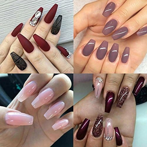Globalstar 500pcs Natural Acrylic Full Cover Artificial False Nails Tips with Storage Box for Home and Salon Manicures