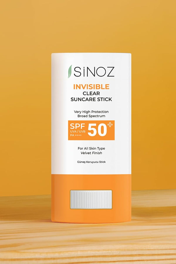 Sinoz Invisible Clear Suncare Stick SPF 50+ – Transparent, Non-Greasy, Face & Body Sun Protection, 0.5 Fl Oz