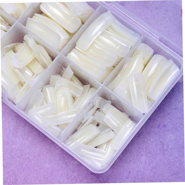 Globalstar 500PCS Faux Nail Art Stickers - White Full Cover French Manicure Oval Decals