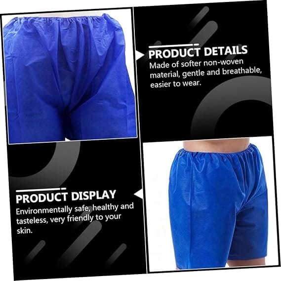Globalstar 75-Pack Men's Disposable Blue Shorts - Hygienic Solution for Spas, Salons, and Travel