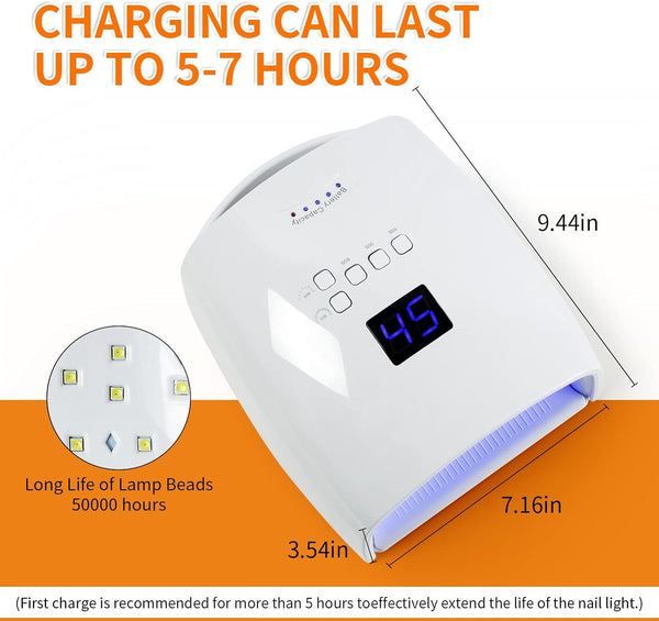 مصباح جل الأظافر Globalstar Starliddy Dream 48W UV LED - قابل لإعادة الشحن