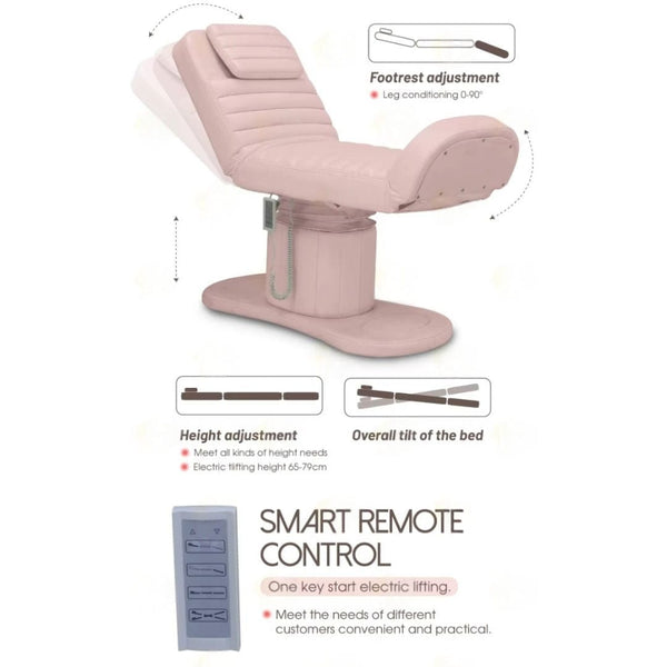 Globalstar Pink Electric 3-in-1 Salon Beauty Bed – Convertible Bed, Chair and Facial Bed with Remote Control