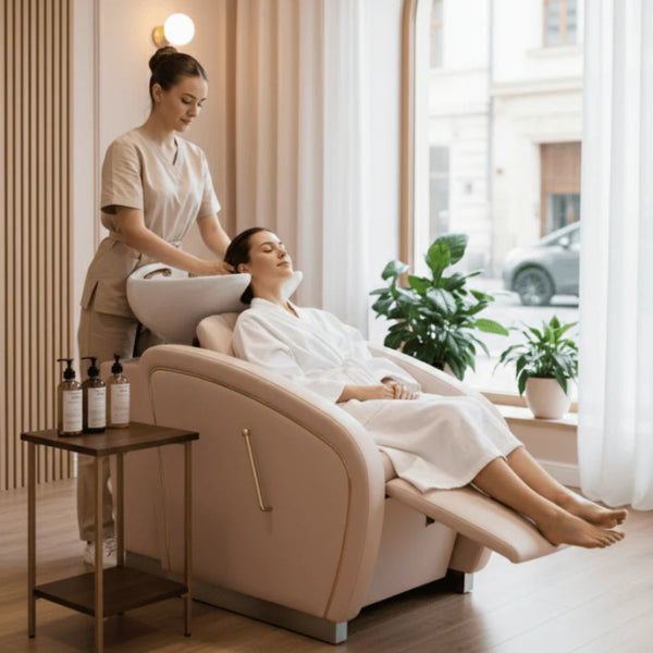 Globalstar Beauty Spa Pink Shampoo Bed – Synthetic Leather, Salon-Quality, Comfortable Design