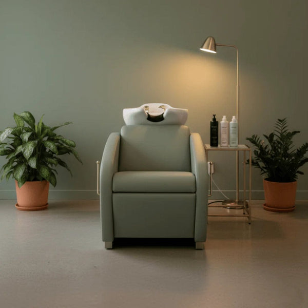 Globalstar Green Professional Salon Shampoo Bed – Adjustable White Basin & High Density Sponge