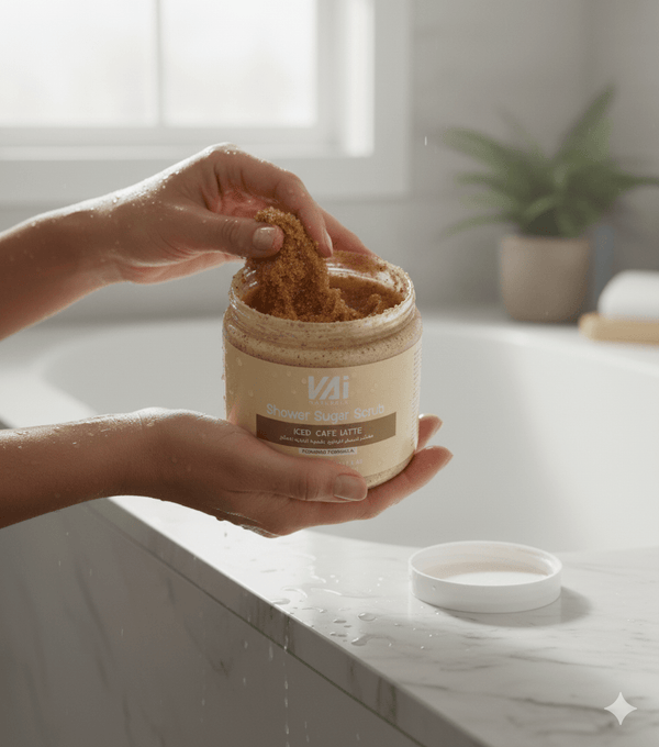 Vai Naturals Iced Café Latte Skin Care Set – Foaming Sugar Scrub600g, Shea Butter Body Soap 500ml & Hydrating Body Butter 300ml