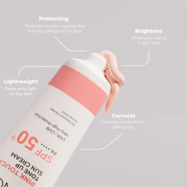 واقي الشمس للوجه سينوز بينك تاتش بعامل حماية 50 - لتفتيح البشرة، وتوحيد لونها، ومكافحة علامات التقدم في السن، 50 مل