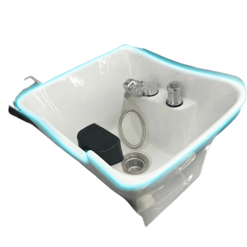 Global Star Black Shampoo Bed with White Basin and Stainless Steel Base - Ultimate Comfort and Durability