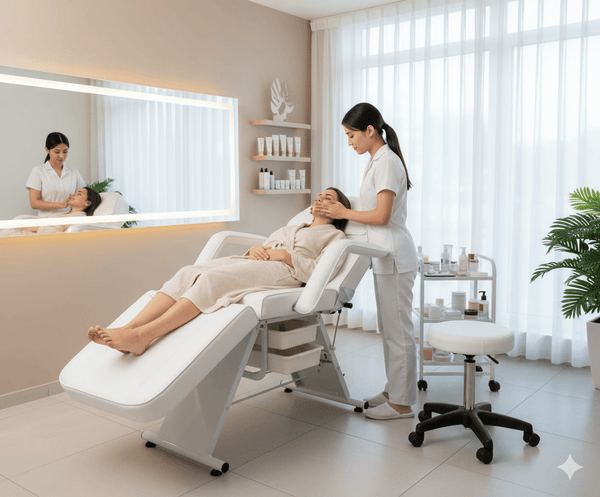 Globalstar Professional High Quality Beauty Facial Bed With Styling Stool White BS-616