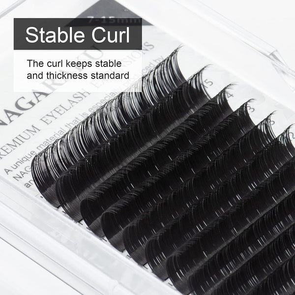 NAGARAKU Mega Volume Individual Eyelash Extensions 0.03mm D Curl 7-15mm Mix Tray