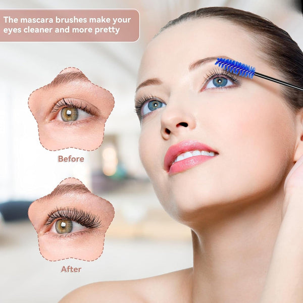 Globalstar 50 Pack Disposable Eyelash Brushes - Adjustable Eyelash Spoolies for Perfect Makeup