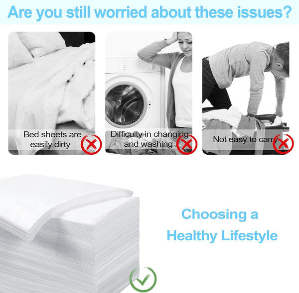 Globalstar 100Pcs Disposable Massage Table Sheets - 30cm x 60cm Non-Woven Fabric Bed Covers, Soft and Breathable, Ideal for Beauty Spa and Tattoo Salon (White)