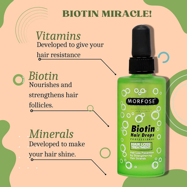 Morfose Biotin Hair Drops 100ml - Effective Hair Loss Treatment and Strengthening Serum