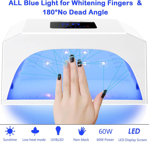 Globalstar Rechargeable 60W Cordless UV LED Nail Lamp with Automatic Sensor - Professional Gel Nail Dryer
