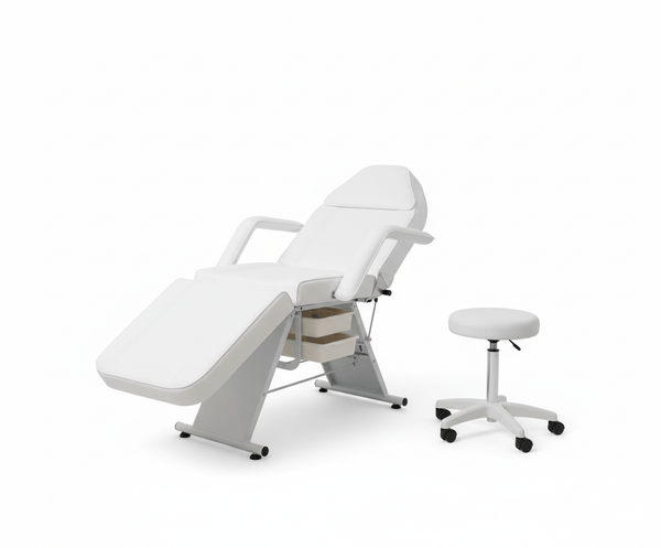 Globalstar Professional High Quality Beauty Facial Bed With Styling Stool White BS-616