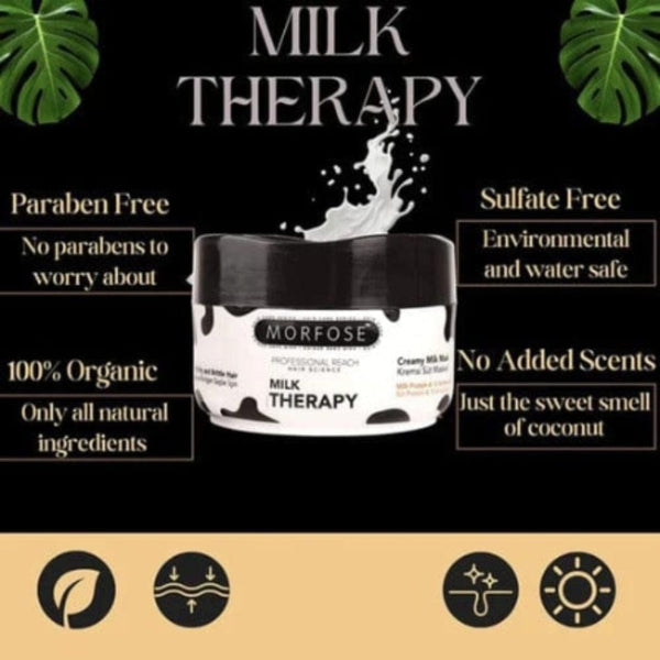 Morfose Milk Therapy Hair Care Kit – 500ml Shampoo, 250ml Mask & 400ml 2-Phase Conditioner for Soft, Shiny Hair