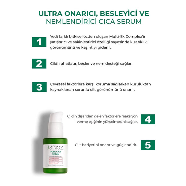 Sinoz Pure Cica Intensive Repair Serum – Centella Asiatica & Diam Oleoactive for Sensitive Skin, 30ml