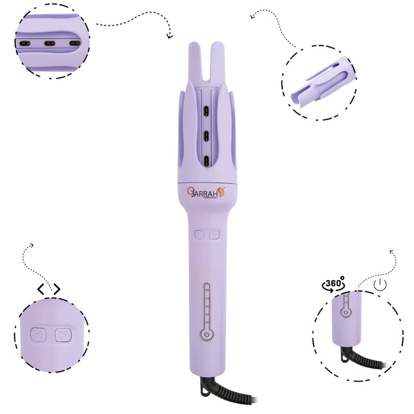 Gjarrah Professional Ceramic Hair Curler - Dual Voltage Curling Wand for Perfect Curls & Waves