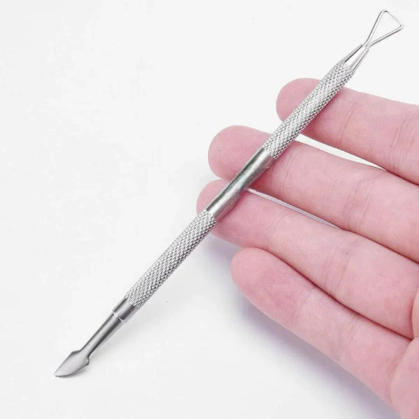Globalstar 2-in-1 Cuticle Pusher & Remover - Triangle Head Nail Scraper with Sharp Blade