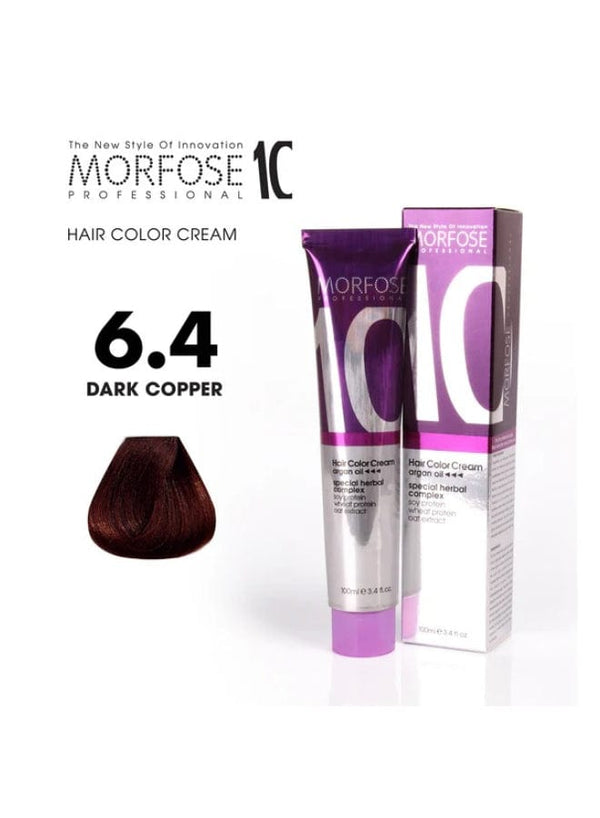 Morfose 10 Hair Color Cream in 6.4 Dark Copper (100ml) -Embrace Fiery Brilliance