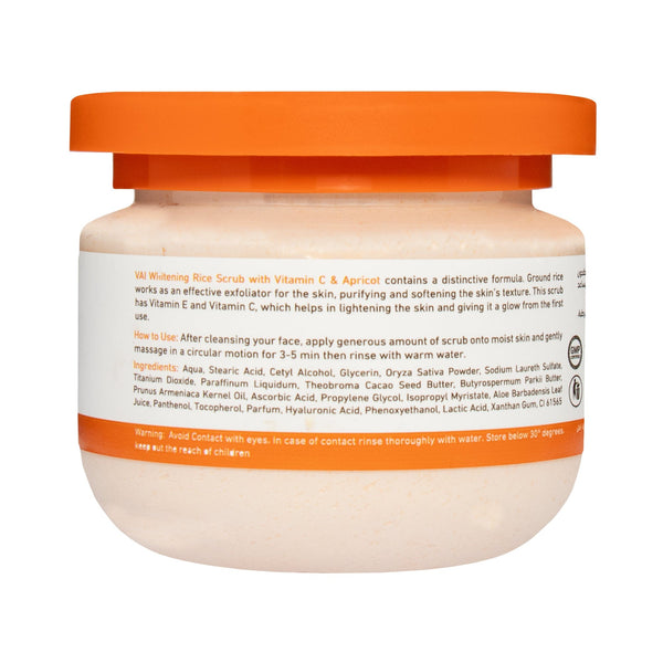 Vai Naturals Rice Scrub with Vitamin C & Apricot – Exfoliating & Brightening Face Scrub with Vitamin E for Glowing Skin