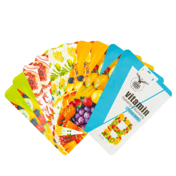 قناع الوجه الأسود بفيتامين E - عبوة من 10 أقنعة × 25 مل لترطيب عميق ومكافحة الشيخوخة