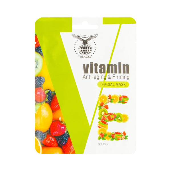 قناع الوجه الأسود بفيتامين E - عبوة من 10 أقنعة × 25 مل لترطيب عميق ومكافحة الشيخوخة