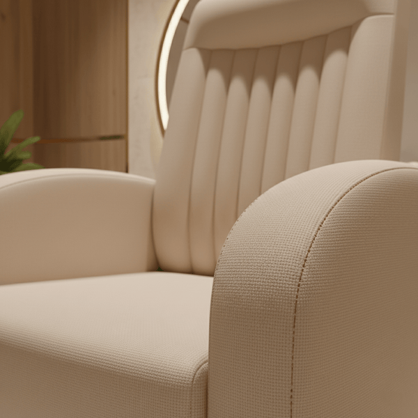 Globalstar Luxury Light Beige Pedicure Chair – Cup Holder, Synthetic Leather & Comfort Sponge