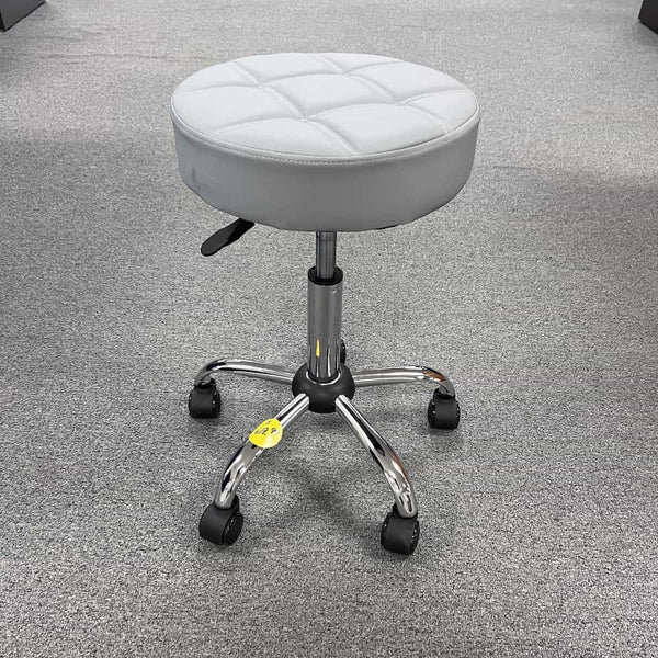 Global Star Grey PU Leather Rolling Stool Chair: Height adjustable, comfortable seating for office, salon, spa.pen_spark