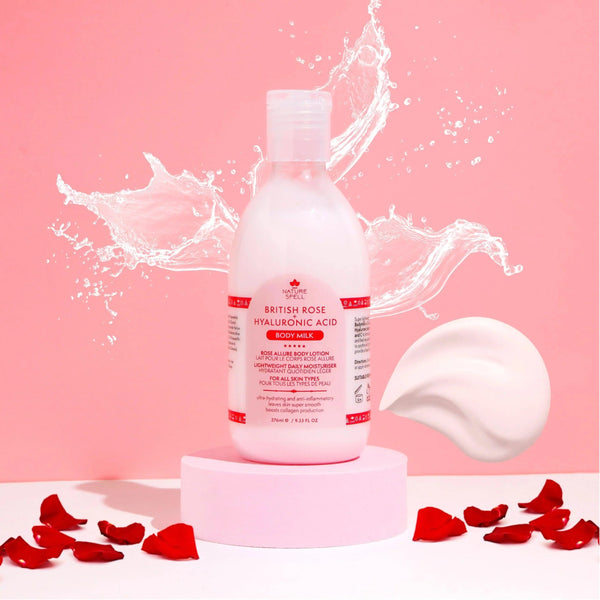 Nature Spell British Rose + Hyaluronic Acid Body Milk 276ml - Awarid UAE