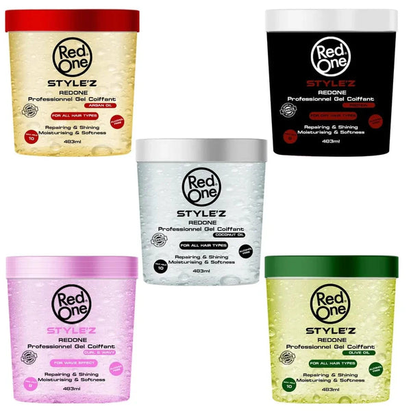 RedOne Style'z Professional Hair Gel with Argan Oil (910ml) - Long-Lasting Style & Shine