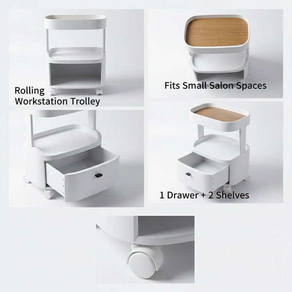 Globalstar Small Rolling Trolley with Drawer - Perfect for Salon and Multiuse Storage