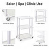 Globalstar 3-Tier Salon Trolley – White Metal Frame with Fixed Shelves for Efficient Salon and Spa Organization