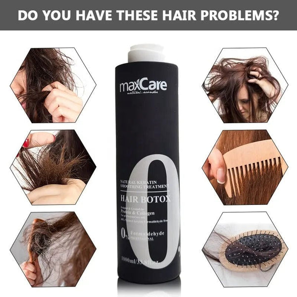 Maxcare Brazilian Keratin Hair Treatment - 1000ml Botulinum Therapy for Silky Straight Hair