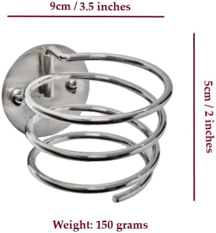 Globalstar Stainless Steel Wall-Mounted Hair Dryer Holder for Bathroom and Salon