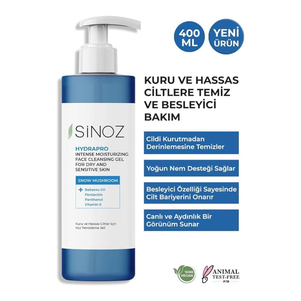 Sinoz Hydrapro Facial Cleansing Gel â€“ Intensive Moisturizing for Dry Sensitive Skin, 400ml