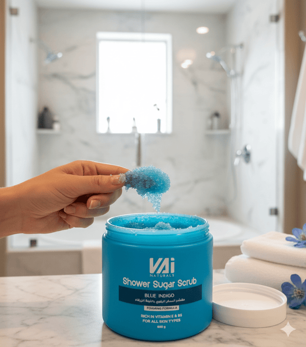 Vai Naturals Blue Indigo Body Care Set – Exfoliating Scrub 600g, Moisturizing Soap 500ml & 48-Hour Hydrating Body Butter 300ml