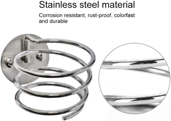 Globalstar Stainless Steel Wall-Mounted Hair Dryer Holder for Bathroom and Salon