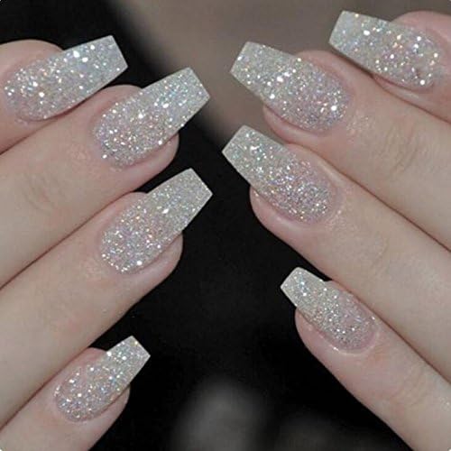 Globalstar 500pcs Natural Acrylic Full Cover Artificial False Nails Tips with Storage Box for Home and Salon Manicures
