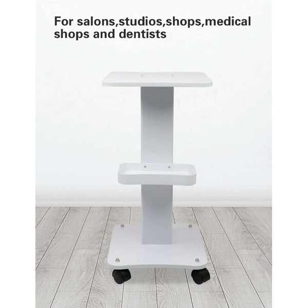 Globalstar Professional Salon & Beauty Trolley – Portable Medical Device Cart with Lockable Wheels, ABS & Aluminum Stand – White