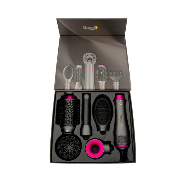 مجفف شعر ججاراه المكون من 5 قطع - جهاز تصفيف عالي الأداء بقوة 1200 واط مع دوران عكسي 360 درجة لتعدد استخدامات فائق