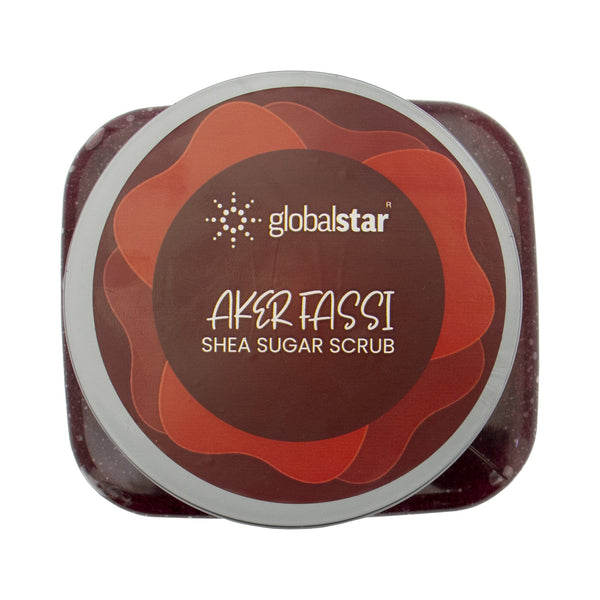 مقشر زبدة الشيا والسكر من غلوبال ستار مع فاسي أكير، 600 غرام - ترطيب عميق وبشرة ناعمة
