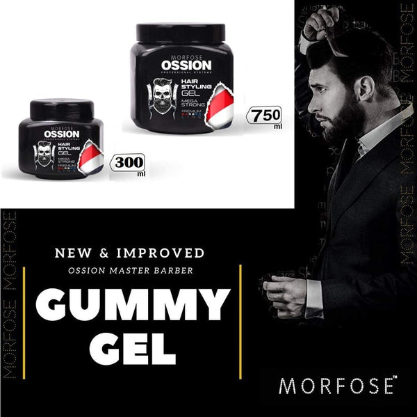 Morfose Ossion Mega Strong Red Gum Hair Gel 750ml - Extreme Hold for Bold Styles
