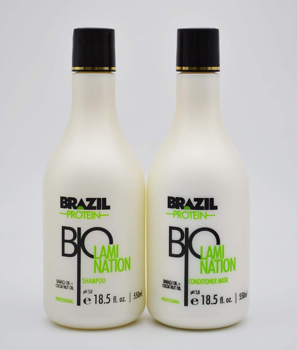 Bio Lamination Nano Gel Protein Treatment Set - Includes 1000ml Treatment, 300ml After Care Shampoo, and 300ml Conditioner